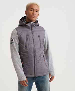 Superdry Storm Hybrid Cipzár Hoodie Férfi Kabát Titán | HLKXZ4205